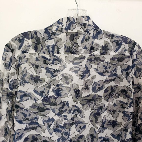 Banana Republic Women's Button Down Tie Waist Semi Sheer Shirt Top Blouse - Picture 7 of 12